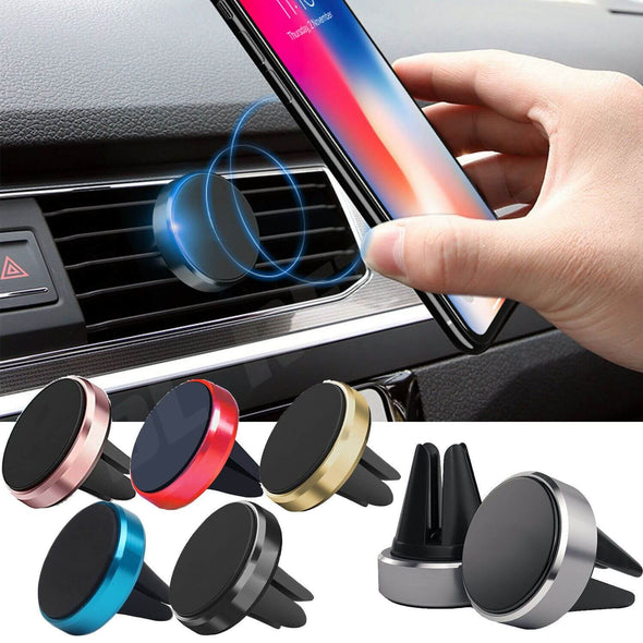 Magnetic Car Phone Holder - Chrome Air Vent Mount - vogizmo